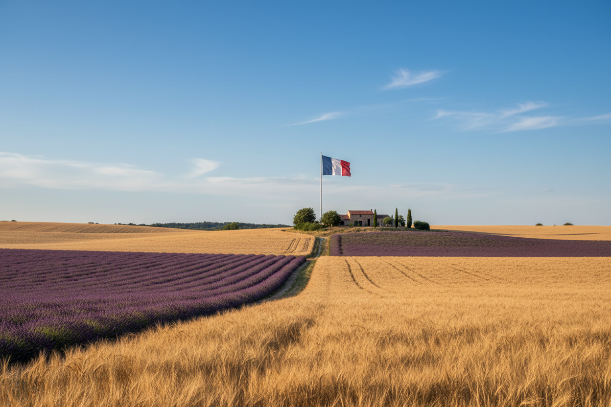 image de champs avec drapeau francais